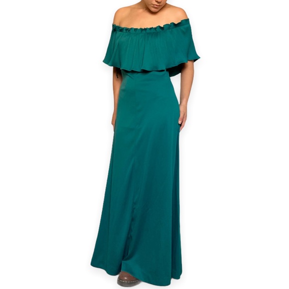 Vintage Off-Shoulder Accordion Pleat Maxi Gown - Picture 4 of 6